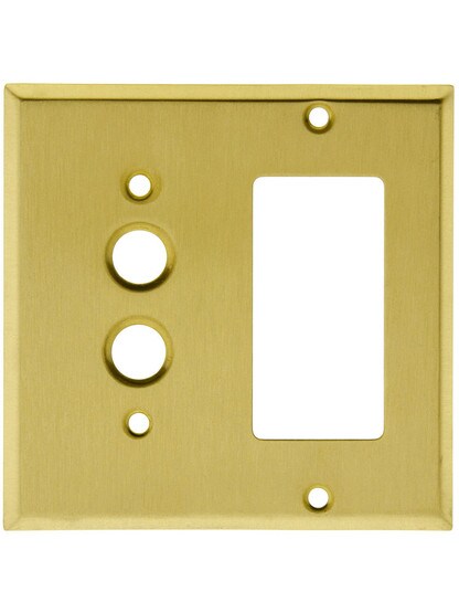 Classic Combo Push Button Switch / GFI Cover Plate In Satin Brass.